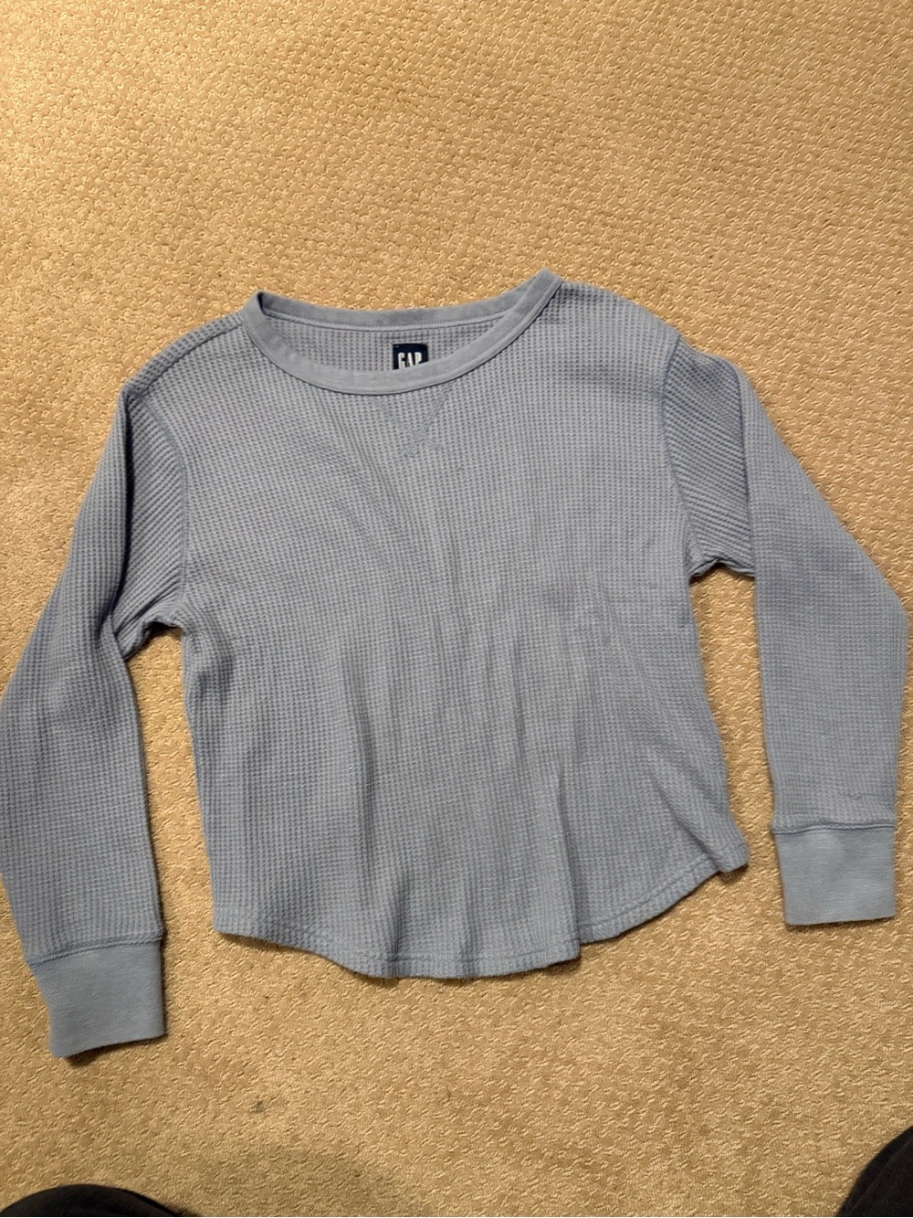 GAP Waffle Long-Sleeve Top in Light Blue